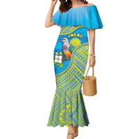 Personalised Palau Biib Bird Mermaid Dress Rur Flower And Rock Islands Patterns DT05 Women Blue - Polynesian Pride