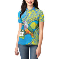 Personalised Palau Biib Bird Women Polo Shirt Rur Flower And Rock Islands Patterns