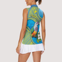 Personalised Palau Biib Bird Women Sleeveless Polo Shirt Rur Flower And Rock Islands Patterns