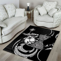 Guam Liberation Day Area Rug Black White Latte Stone Tribal Patterns