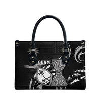 Guam Liberation Day Leather Bag Black White Latte Stone Tribal Patterns