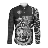 Personalised Guam Liberation Day Long Sleeve Button Shirt Black White Latte Stone Tribal Patterns DT05 Unisex Black - Polynesian Pride