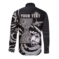Personalised Guam Liberation Day Long Sleeve Button Shirt Black White Latte Stone Tribal Patterns DT05 - Polynesian Pride