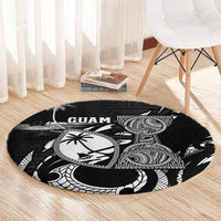 Guam Liberation Day Round Carpet Black White Latte Stone Tribal Patterns