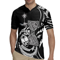 Personalised Guam Liberation Day Rugby Jersey Black White Latte Stone Tribal Patterns