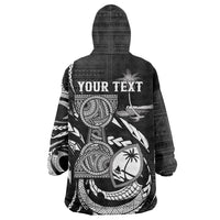 Personalised Guam Liberation Day Wearable Blanket Hoodie Black White Latte Stone Tribal Patterns DT05 - Polynesian Pride