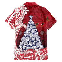 American Samoa Christmas Family Matching Off Shoulder Maxi Dress and Hawaiian Shirt Seashell Xmas Tree Tribal Waves - Polynesian Pride