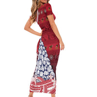 American Samoa Christmas Family Matching Short Sleeve Bodycon Dress and Hawaiian Shirt Seashell Xmas Tree Tribal Waves DT05 - Polynesian Pride