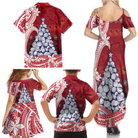 American Samoa Christmas Family Matching Summer Maxi Dress and Hawaiian Shirt Seashell Xmas Tree Tribal Waves - Polynesian Pride