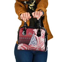 American Samoa Christmas Shoulder Handbag Seashell Xmas Tree Tribal Waves - Polynesian Pride