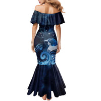 New Zealand Matariki Family Matching Mermaid Dress and Hawaiian Shirt Maori Tui Bird Blue Galaxy DT05 - Polynesian Pride