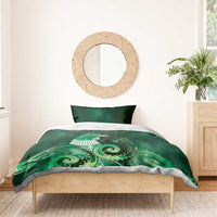 New Zealand Matariki Bedding Set Maori Tui Bird Green Galaxy