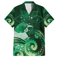 New Zealand Matariki Family Matching Long Sleeve Bodycon Dress and Hawaiian Shirt Maori Tui Bird Green Galaxy DT05 Dad's Shirt - Short Sleeve Green - Polynesian Pride