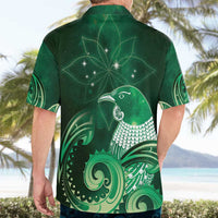New Zealand Matariki Hawaiian Shirt Maori Tui Bird Green Galaxy