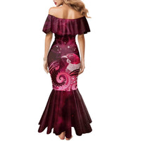 New Zealand Matariki Family Matching Mermaid Dress and Hawaiian Shirt Maori Tui Bird Magenta Galaxy DT05 - Polynesian Pride