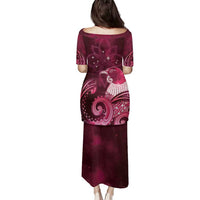 New Zealand Matariki Family Matching Puletasi and Hawaiian Shirt Maori Tui Bird Magenta Galaxy DT05 - Polynesian Pride