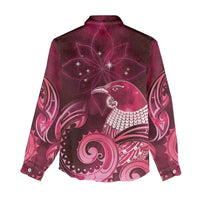 New Zealand Matariki Women Casual Shirt Maori Tui Bird Magenta Galaxy DT05 - Polynesian Pride