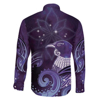 New Zealand Matariki Family Matching Summer Maxi Dress and Hawaiian Shirt Maori Tui Bird Purple Galaxy DT05 - Polynesian Pride