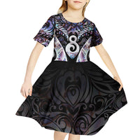 New Zealand Aotearoa Kid Short Sleeve Dress Pikorua Single Twist Pink Paua Shell