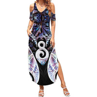 New Zealand Aotearoa Summer Maxi Dress Pikorua Single Twist Pink Paua Shell
