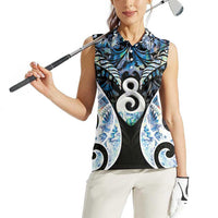 New Zealand Aotearoa Women Sleeveless Polo Shirt Pikorua Single Twist Green Paua Shell