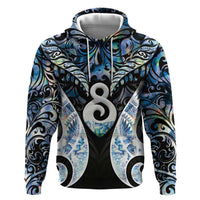 New Zealand Aotearoa Zip Hoodie Pikorua Single Twist Green Paua Shell