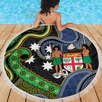 South Sea Islanders And Fiji Beach Blanket Fijian Coat Of Arms And Southern Cross DT05 - Polynesian Pride