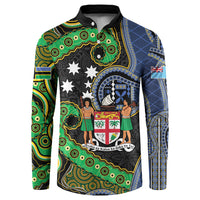 South Sea Islanders And Fiji Button Sweatshirt Fijian Coat Of Arms And Southern Cross DT05 Black - Polynesian Pride