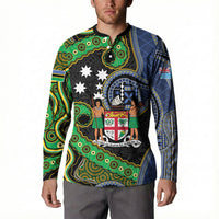 South Sea Islanders And Fiji Button Sweatshirt Fijian Coat Of Arms And Southern Cross DT05 - Polynesian Pride
