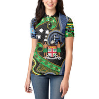 South Sea Islanders And Fiji Women Polo Shirt Fijian Coat Of Arms And Southern Cross DT05 - Polynesian Pride