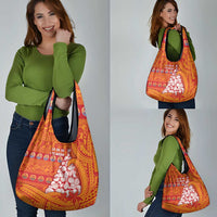French Polynesia Christmas Grocery Bag Seashell Xmas Tree Tribal Waves - Polynesian Pride