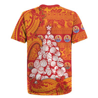 French Polynesia Christmas Rugby Jersey Seashell Xmas Tree Tribal Waves - Polynesian Pride