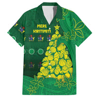 Cook Islands Christmas Family Matching Off Shoulder Short Dress and Hawaiian Shirt Seashell Xmas Tree Tribal Waves DT05 Dad's Shirt - Short Sleeve Green - Polynesian Pride