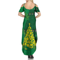 Cook Islands Christmas Family Matching Summer Maxi Dress and Hawaiian Shirt Seashell Xmas Tree Tribal Waves DT05 - Polynesian Pride