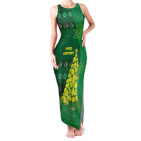 Cook Islands Christmas Family Matching Tank Maxi Dress and Hawaiian Shirt Seashell Xmas Tree Tribal Waves DT05 Mom's Dress Green - Polynesian Pride