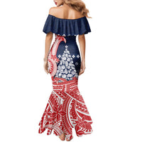 Wallis And Futuna Christmas Family Matching Mermaid Dress and Hawaiian Shirt Seashell Xmas Tree Tribal Waves DT05 - Polynesian Pride
