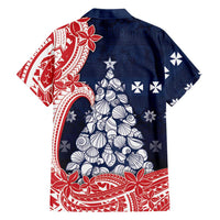 Wallis And Futuna Christmas Family Matching Short Sleeve Bodycon Dress and Hawaiian Shirt Seashell Xmas Tree Tribal Waves DT05 - Polynesian Pride