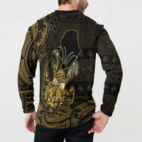 Niue Christmas Button Sweatshirt Niuean Crab Xmas Tribal Waves - Polynesian Pride