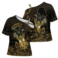 Niue Christmas Cross Shoulder Shirt Niuean Crab Xmas Tribal Waves - Polynesian Pride