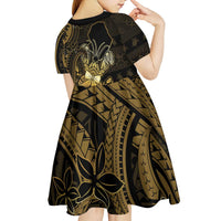 Niue Christmas Kid Short Sleeve Dress Niuean Crab Xmas Tribal Waves - Polynesian Pride