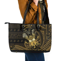 Niue Christmas Leather Tote Bag Niuean Crab Xmas Tribal Waves DT05 - Polynesian Pride