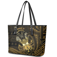 Niue Christmas Leather Tote Bag Niuean Crab Xmas Tribal Waves DT05 - Polynesian Pride