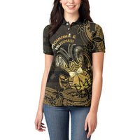Niue Christmas Women Polo Shirt Niuean Crab Xmas Tribal Waves - Polynesian Pride