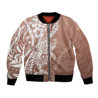 Hawaii Puakenikeni And Maile Lei Bomber Jacket Brown Polynesian Shark Tattoo DT05 Unisex Brown - Polynesian Pride