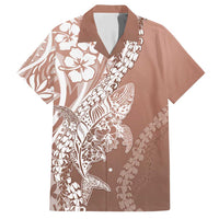 Hawaii Puakenikeni And Maile Lei Family Matching Short Sleeve Bodycon Dress and Hawaiian Shirt Brown Polynesian Shark Tattoo DT05 Dad's Shirt - Short Sleeve Brown - Polynesian Pride