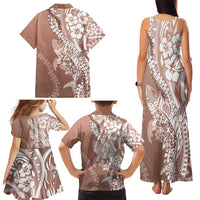 Hawaii Puakenikeni And Maile Lei Family Matching Tank Maxi Dress and Hawaiian Shirt Brown Polynesian Shark Tattoo DT05 - Polynesian Pride