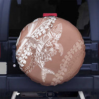 Hawaii Puakenikeni And Maile Lei Spare Tire Cover Brown Polynesian Shark Tattoo DT05
