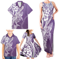 Hawaii Puakenikeni And Maile Lei Family Matching Tank Maxi Dress and Hawaiian Shirt Violet Polynesian Shark Tattoo DT05 - Polynesian Pride