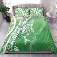 Hawaii Puakenikeni And Maile Lei Bedding Set Green Polynesian Shark Tattoo DT05 - Polynesian Pride