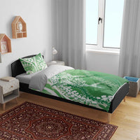 Hawaii Puakenikeni And Maile Lei Bedding Set Green Polynesian Shark Tattoo DT05 - Polynesian Pride